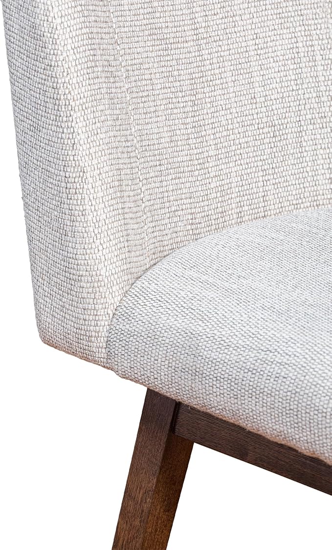 Armen Living Basila Modern Farmhouse 30" Seat Height Swivel Bar Stool for Kitchen Island Counter in Brown Oak Wood with Beige Fabric