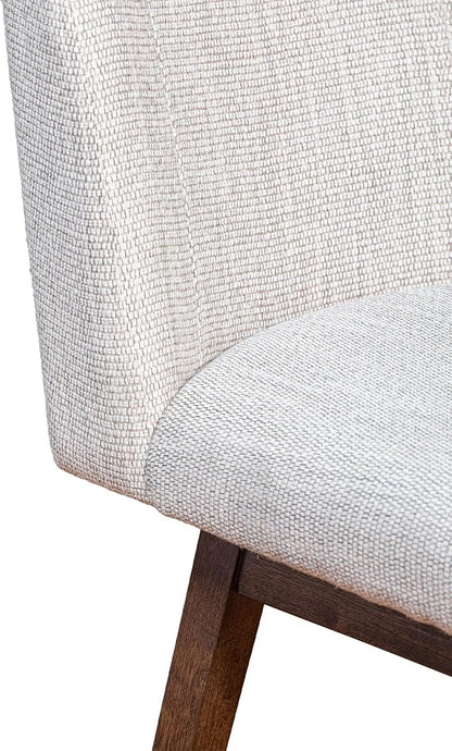 Armen Living Basila Modern Farmhouse 30" Seat Height Swivel Bar Stool for Kitchen Island Counter in Brown Oak Wood with Beige Fabric