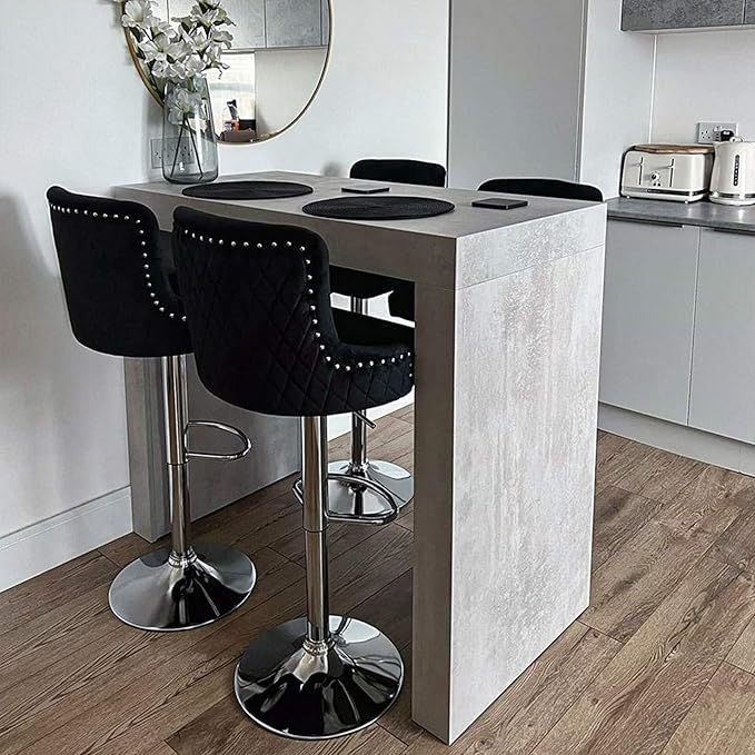 Mobili Fiver Evolution Tall Kitchen Bar Table Made in Italy | Space Saving, Counter Height Table for 4 | Modern Breakfast Bar Counter Top w/Cable Holder | Concrete Grey Effect | 47,2 in x 23,6" in