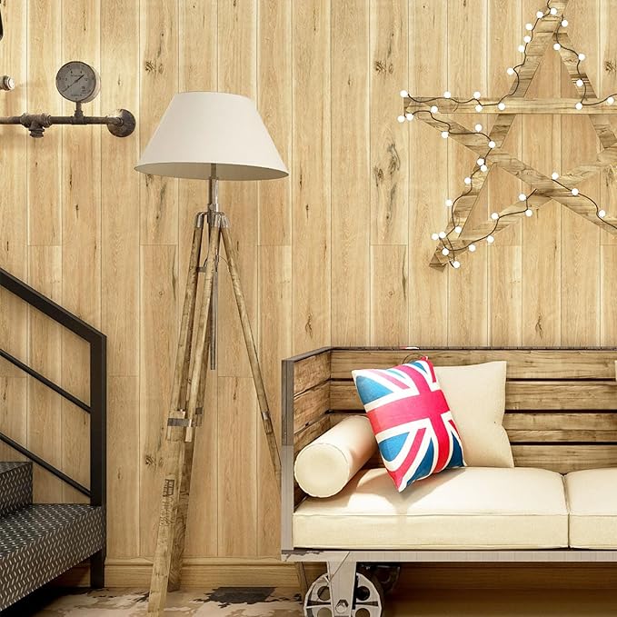 Yun-aeon Peel & Stick Wallpaper - 17.7" x 160" Wood Grain Contact Paper for Cabinet & Wall - Shiplap Design - Self-Adhesive & Removable