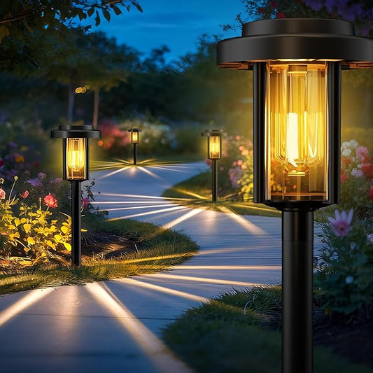 Solar Pathway Lights, 6 Pack Solar Light Outdoor IP65 Waterproof, Garden Lights Solar Powered, Outside Decor Landscape Lighting for Yard, Path, Driveway, Walkway (Warm White)