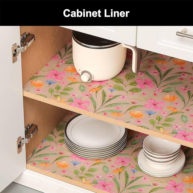 Cooyes Shelf Liner – Premium Non-Adhesive Cabinet & Drawer Liner for Kitchen – Waterproof Shelf Paper with Modern Pattern – Durable EVA Cabinet Mat – Easy to Cut （20" W x 360" L）