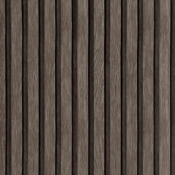 Yun-aeon Natural Wood Peel and Stick Wallpaper Wood Slats - 17.3"x 480" Dark Brown Self-Adhesive Waterproof Vinyl Removable Wall Paper for Wall Decor Bedroom