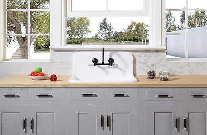 Kingston Brass GKTA3020198 Arcticstone 30-Inch Solid Surface Top-Mount Kitchen Sink with Backsplash, Matte White