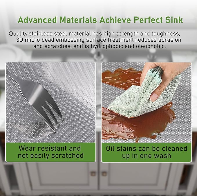 Undermount Kitchen Sink 28 x 19",3D Embossed Surface-18 Gauge 10" Deep Stainless Steel Single Bowl with Accessories