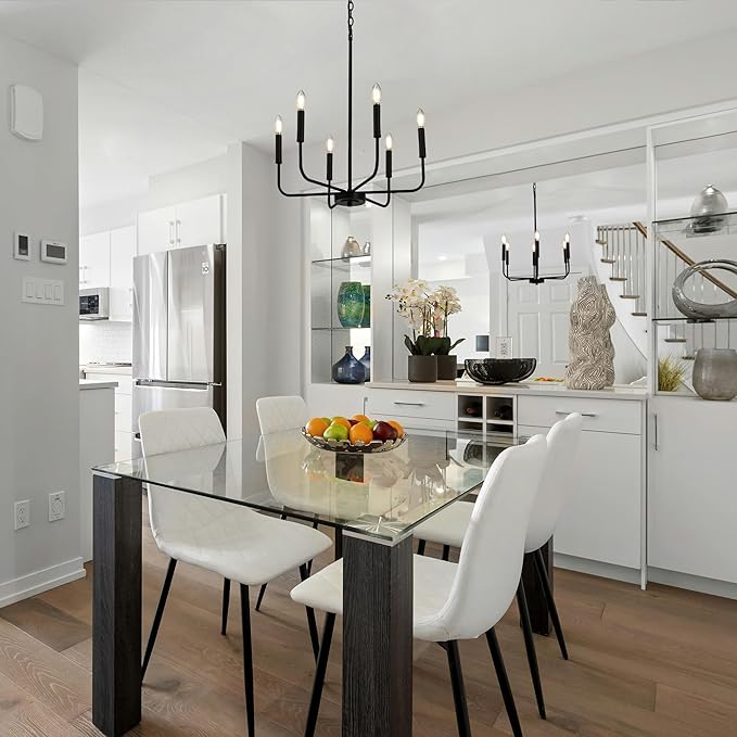 KSANA Black Chandelier, Modern Farmhouse 6-Light Fixture for Bedroom, Foyer, Dining & Living Room, Kitchen, and Entryway
