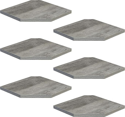 Fun Memories Corner Shelf Wall Mount, Floating Corner Shelves, Set of 6 Corner Wall Shelf Organizer, Rustic Wood Wall Storage Display Shelves for Living Room Bedroom Bathroom Kitchen, Rustic Grey