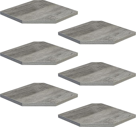 Fun Memories Corner Shelf Wall Mount, Floating Corner Shelves, Set of 6 Corner Wall Shelf Organizer, Rustic Wood Wall Storage Display Shelves for Living Room Bedroom Bathroom Kitchen, Rustic Grey
