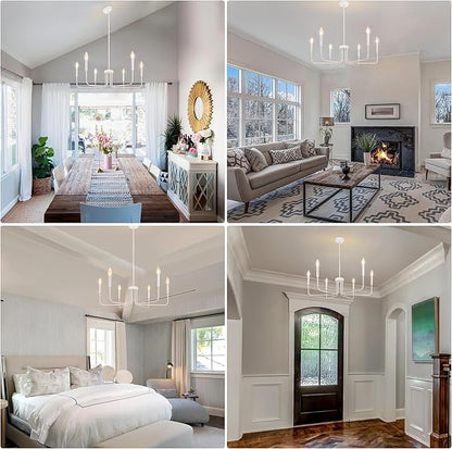 French Country Chandelier, 6-Light Antique White Farmhouse Chandelier for Dining Room Lighting Fixtures Hanging, Industrial Modern Chandelier for Bedroom Foyer Kitchen Living Room Entryway