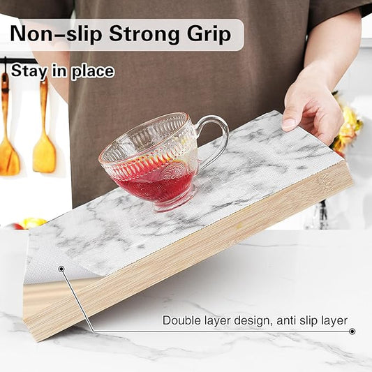 Drawer and Shelf Liner for Kitchen Cabinet,Non-Adhesive Cabinet Liner 24in x 10FT,Waterproof Shelf Paper Non-Slip Mats Cupboard Liners Contact Protect Dresser/Shelves/Table-Marble