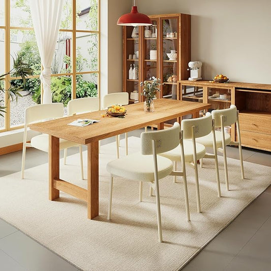 Dining Chair Set of 6 Upholstered Chairs for Kitchen Dining Room Mid Century Modern Table Chairs for Waiting Living Room, White