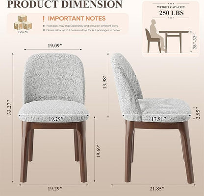 MALOL Wooden Dining Chairs Set of 6, Upholstered Kitchen & Dining Room Chairs with Thickened Wooden Legs, Farmhouse Side Chairs, Light Grey