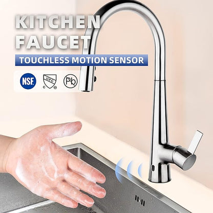 E8305xxxxx Touchless Faucets with Pull Down Sprayer, Motion Sensor Activated, 360 Degree Swivel, Brass Finish, 1.34-1.50 Inch Hole Diameter