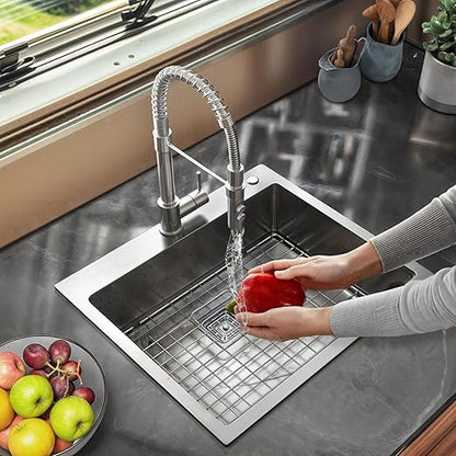 YITAHOME Drop In Kitchen RV Sink 25 in Top mount 304 Stainless Steel Single Bowl Sink with Accessories for Workstation, Bar Sinks 25 x 22 x 10 Inch