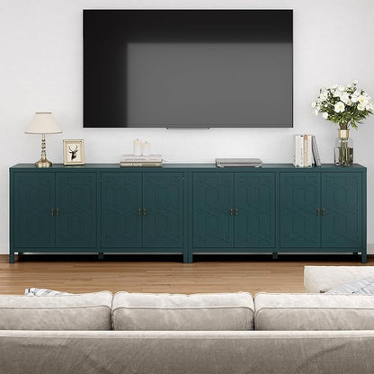 RoyalCraft Modern Sideboard Buffet Cabinet, 60'' Green Credenza with 4 Doors and Adjustable Shelves, Kitchen Buffet Table Coffee Bar Wine Bar Cabinet for Dining Room, Living Room, Forest Green