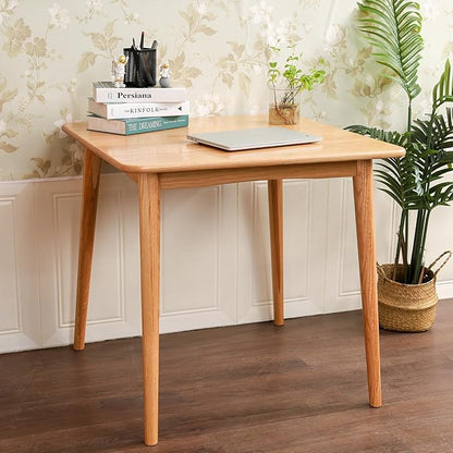 Square Dining Table 31.5“, Solid Wood Kitchen Table for Small Space, Midcentury Modern Wooden Kitchen Dining Table with Oak Finish, 31.5" L x 31.5" W x 29.5" H, Natural