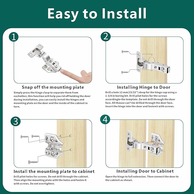 10 Pack Inset Overlay Soft Close Cabinet Hinges 105° Frameless 3 Way Adjustable Soft Close Hinges for Cabinet Doors Kitchen Cabinet Door Hinges with Screws