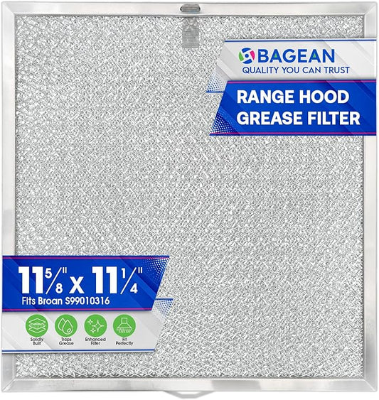 Bagean Stove Hood Vent Filter 11.60” x 11.22” BPQTAF S99010316 Compatible with Broan Range Hood Filter Replacement - Aluminum Mesh Kitchen Overhead Fan Screen - Blocks Grease & Filters Oven Air (1-Pk)