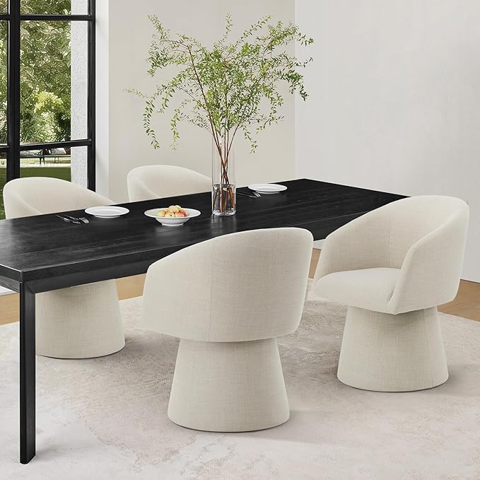KISLOT Swivel Dining Chairs Modern Accent Armchair Side Deskchair for Diningroom Vanity Bedroom Livingroom Reading Room,Linen,1 Box