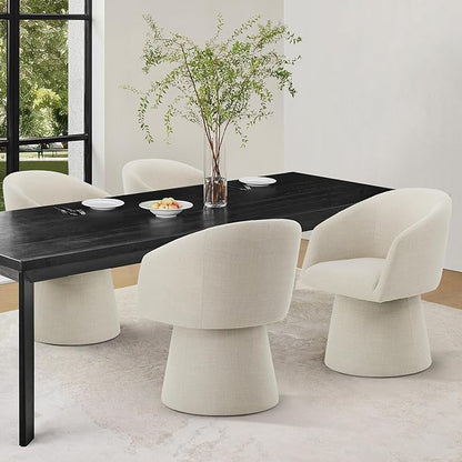KISLOT Swivel Dining Chairs Modern Accent Armchair Side Deskchair for Diningroom Vanity Bedroom Livingroom Reading Room,Linen,1 Box