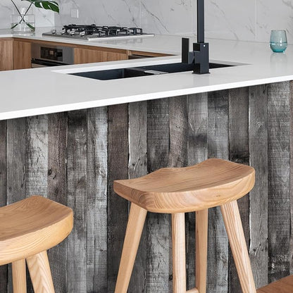 Yun-aeon Natural Wood-Dark Grey Wood Contact Paper Peel and Stick Wallpaper 17.3"x 400"Self Adhesive Removable Vintage Faux Wood Wall Paper Plank Shelf Home Decoration Kitchen Counter Cover Use