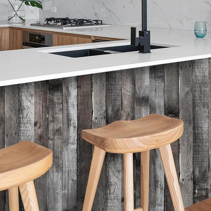 Yun-aeon Natural Wood-Dark Grey Wood Contact Paper Peel and Stick Wallpaper 17.3"x 236"Self Adhesive Removable Vintage Faux Wood Wall Paper Plank Shelf Home Decoration Kitchen Counter Cover Use