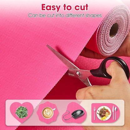 Drawer and Shelf Liner, Non-Slip Kitchen Cabinet Liners Non-Adhesive Thick Strong Grip Waterproof Washable Mats Protect Dresser Shelves Cupboard Bathroom Cabinets, Fuchsia, 18 in X 20 FT