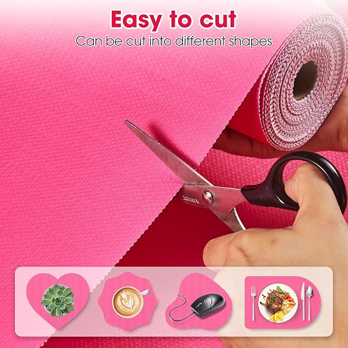 Drawer and Shelf Liner, Non-Slip Kitchen Cabinet Liners Non-Adhesive Thick Strong Grip Waterproof Washable Mats Protect Dresser Shelves Cupboard Bathroom Cabinets, Fuchsia, 12 in X 20 FT
