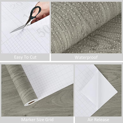 WESTICK Wood Grain Contact Paper Peel and Stick Wood Wallpaper for Cabinets Removable Rustic Wood Grain Contact Paper for Countertops Waterproof Furniture Drawers Liner Bathroom Walls 15.8" x 78"