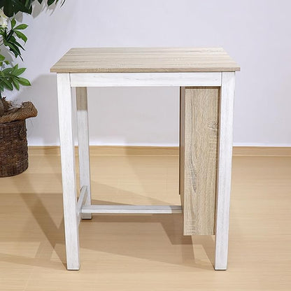 3pcs Counter Height Dining Table Set with Storage Shelves, Modern American White Oak Set for Small Spaces, Compact Kitchen Island Table 2 Chairs for Apartment Studio (Ameican White Oak)