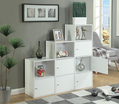 Convenience Concepts Xtra Storage Three-Door Bookcase in White Wood Finish