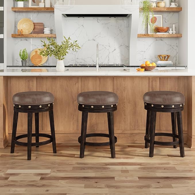 Hillsdale Benard Backless Swivel Counter Stool Height, Brown