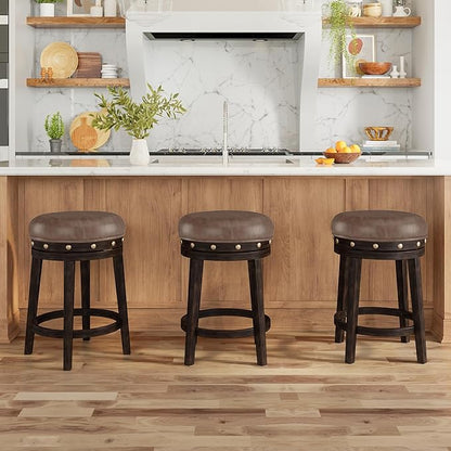 Hillsdale Benard Backless Swivel Counter Stool Height, Brown