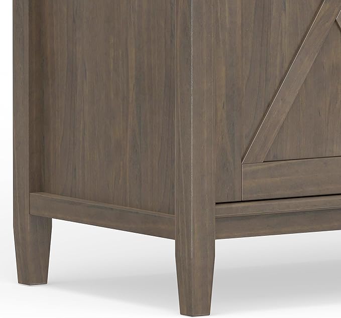 SIMPLIHOME Ela Buffet - 54 inch Wide Solid Wood 3-Door Sideboard Buffet in Smoky Brown, Transitional Storage Cabinet for Dining Room or Kitchen with Adjustable Shelves and Brushed Metal Hardware