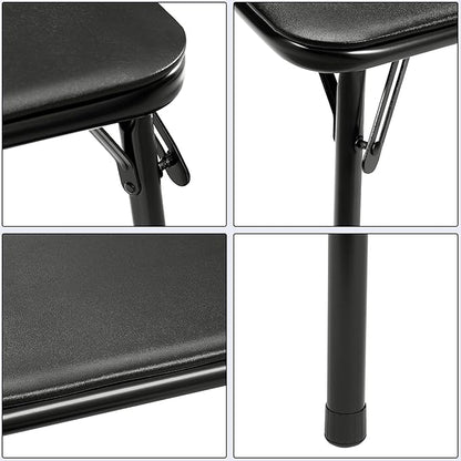 VECELO 34'' Folding Card Table Square with Soft Padded Tabletop, Portable for Dining Room, Parties, Games, Puzzles, Black