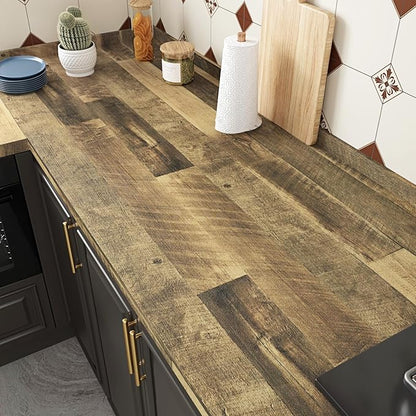 WESTICK Brown Wood Contact Paper Peel and Stick Countertops Waterproof Wood Wallpaper Removable Vintage Wooden Grain Contact Paper for Cabinets Kitchen Tables Office Desk Camper Walls 15.8" x 196"