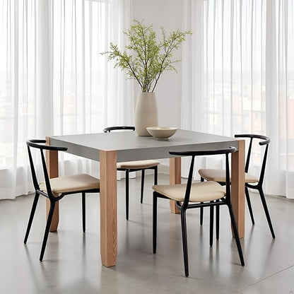 Alaterre Furniture Newport Dining Table for 4 – Rustic Industrial 48” x 30” Kitchen Table with Faux Concrete Gray Top & Solid Wood Legs