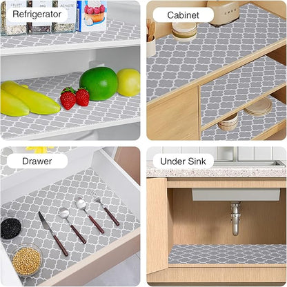 Drawer and Shelf Liner for Kitchen Cabinet,Non-Adhesive Cabinet Liner 18in x 30FT,Waterproof Shelf Paper Non-Slip Mats Cupboard Liners Contact Protect Dresser/Shelves/Table-Grey Lantern