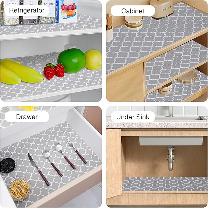 Drawer and Shelf Liner for Kitchen Cabinet,Non-Adhesive Cabinet Liner 18in x 20FT,Waterproof Shelf Paper Non-Slip Mats Cupboard Liners Contact Protect Dresser/Shelves/Table-Grey Lantern