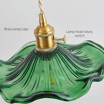 Pendant Light Fixture Glass Hanging Light Flower Light Fixture Pendant Lights Modern Lighting Bedroom Kitchen Island Hallway Bathroom Green Wave Style