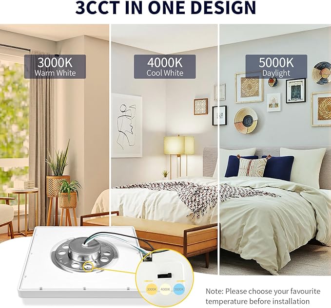 mw 4 Pack 9 Inch Square LED Flush Mount Ceiling Light, White Slim LED Ceiling Lights, Dimmable 18W, 210V, 3000K/4000K/5000K, for Bedroom, Kitchen, Bathroom, ETL Listed, Each Side is 8.43"