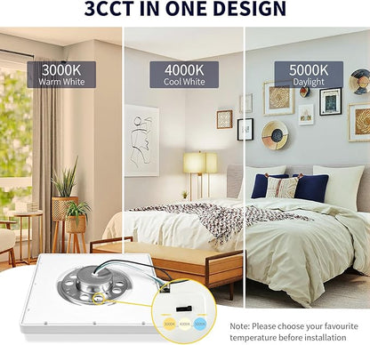 mw 7 Inch Square LED Flush Mount Ceiling Light, Slim LED Ceiling Lights, Dimmable 12W, 3000K/4000K/5000K, Low Profile White Fixtures for Bedroom, Kitchen, Bathroom, ETL Listed, Each Side is 6.38"