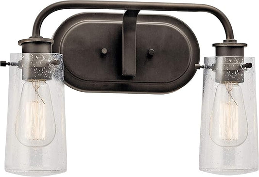 KICHLER Braelyn 14.75" 2 Light Vanity Light with Clear Seeded Glass Olde Bronze®