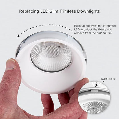 Maxxima 6 in. Trimless Ultra-Thin Recessed Anti-Glare LED Downlight Canless IC Rated 2000 Lumens 5 Color Temperature Selectable 2700K/3000K/3500K/4000K/5000K Dimmable 90 CRI 5 CCT Slim J-Box Included
