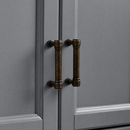 Crosley Furniture Tara Pantry Storage Cabinet with Shelves, Kitchen, Dining, or Laundry Room, Distressed Gray