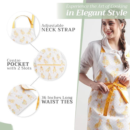 Maison d' Hermine 100% Cotton Apron for women with Pocket Kitchen Chef Apron for Men Cooking Mothers Day Gifts