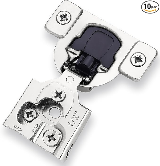 Decobasics 10 Pack Soft Close Cabinet Hinges – 1/2" Overlay for Kitchen Cabinet Doors, Slow Self-Closing Concealed Hidden Hinges for Face Frame –Stainless Steel, 3-Way Adjustable & Quiet Close Damper