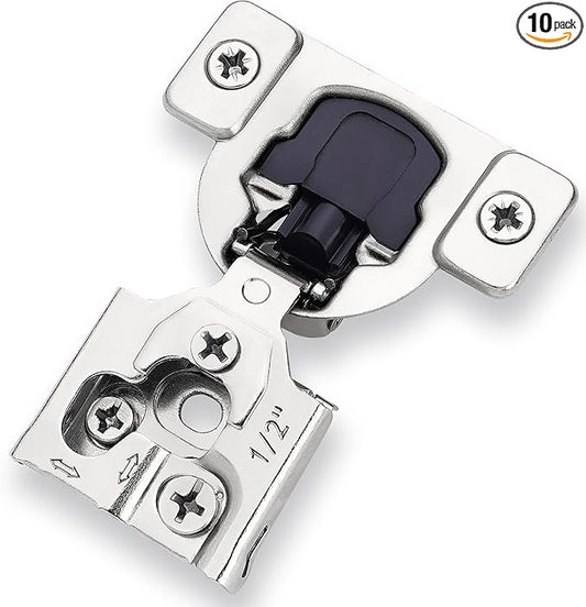 Decobasics 10 Pack Soft Close Cabinet Hinges – 1/2" Overlay for Kitchen Cabinet Doors, Slow Self-Closing Concealed Hidden Hinges for Face Frame –Stainless Steel, 3-Way Adjustable & Quiet Close Damper