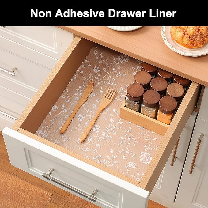Cooyes Shelf Liner – Premium Non-Adhesive Cabinet & Drawer Liner for Kitchen – Waterproof Shelf Paper with Modern Pattern – Durable EVA Cabinet Mat – Easy to Cut （20" W x 360" L）