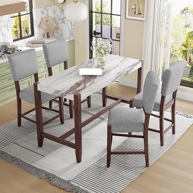 Mid Century Modern Bar Stools Set of 4, 40.4" Counter Stools with Back, Linen Upholstered Barstools Chairs for Kitchen Island Dining Room, Beige，Grey,for Living Room